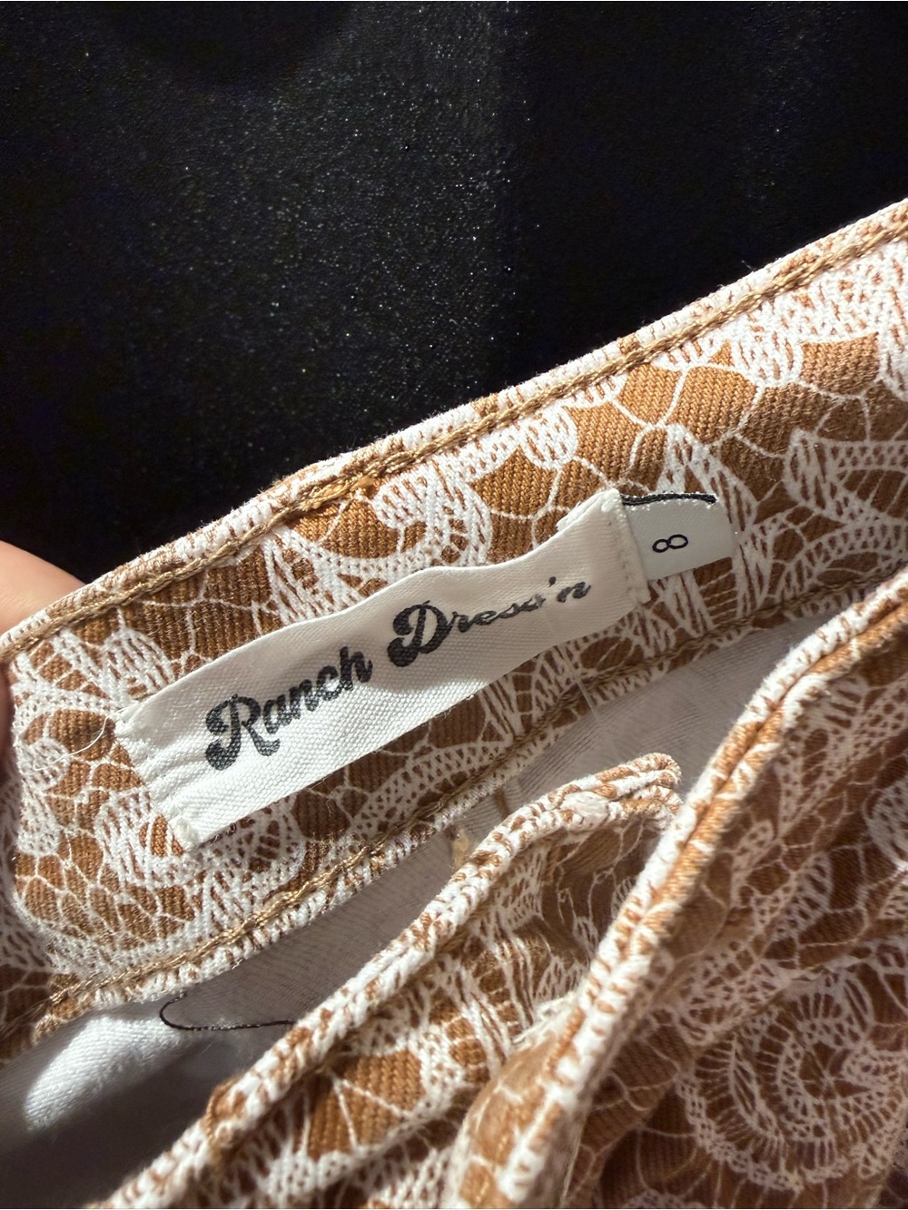 Women's Beige Floral Wide Leg Jeans - Picture 3 of 5